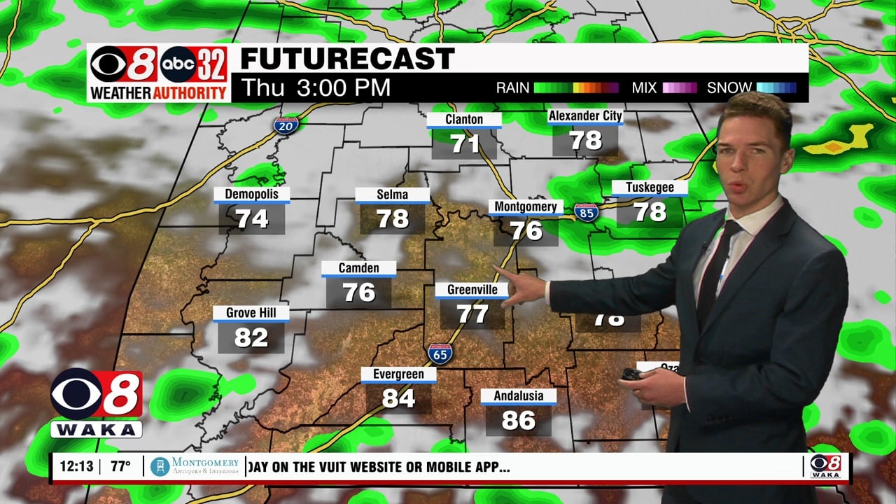 Showers Thursday, rain chances continue into the weekend - WAKA 8