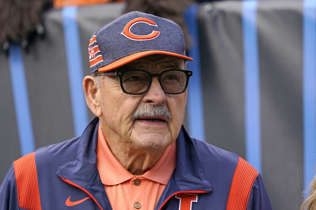 Chicago Bears merchandise is on display at a Sports Authority