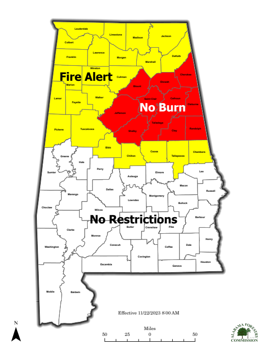 No Burn restrictions lifted in 33 Alabama counties WAKA 8