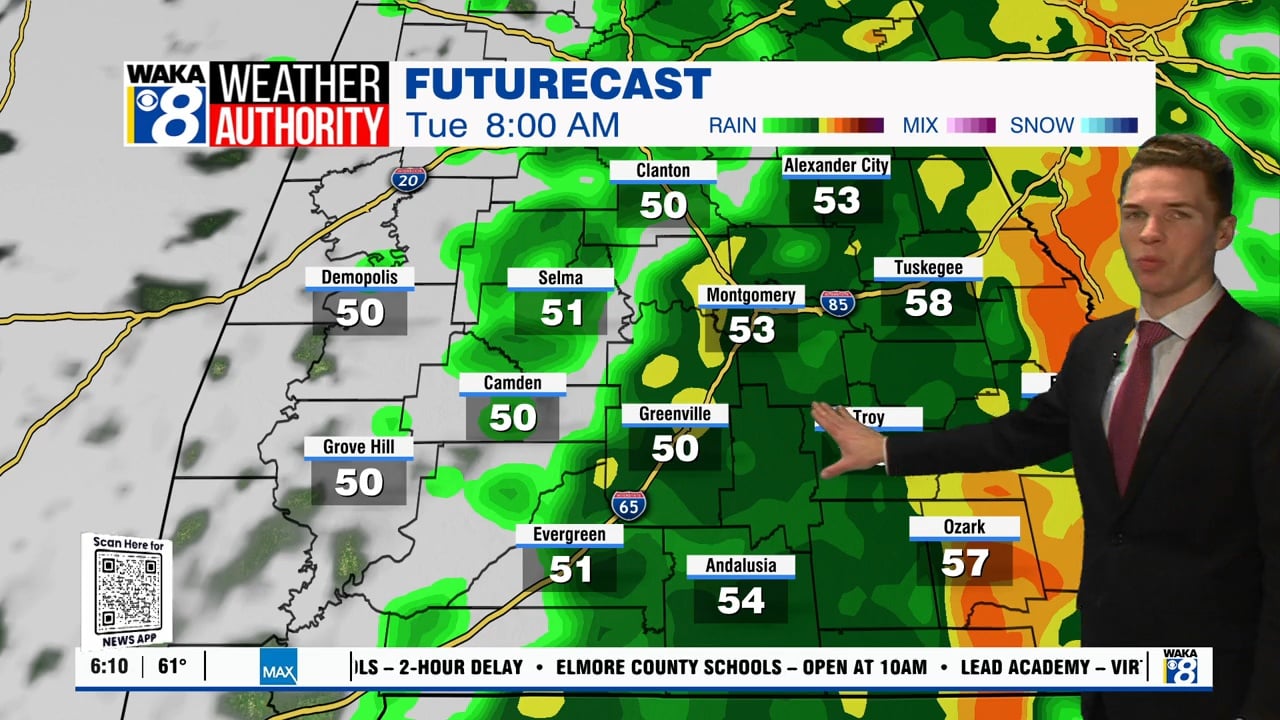 Drying out Tuesday afternoon, more storms Friday - WAKA 8