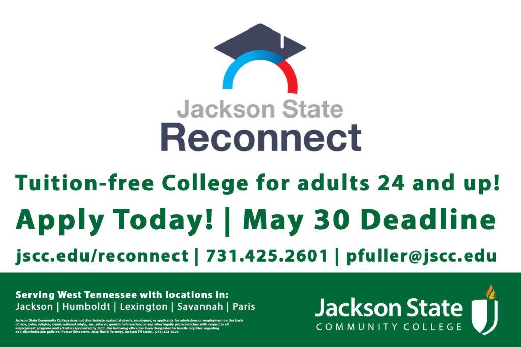 Deadline to apply for Tennessee Reconnect for fall semester is May 30
