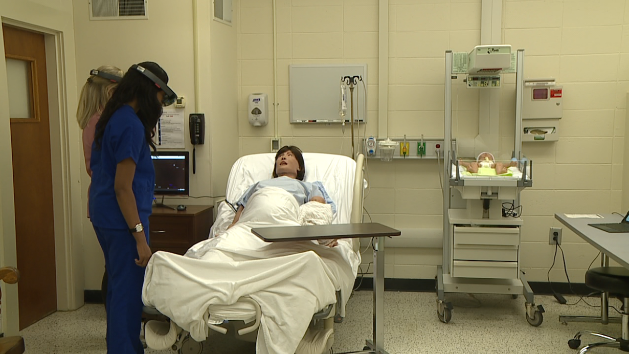 Birthing simulator helps nursing students get labor and delivery experience  During COVID