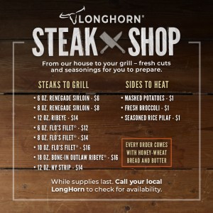 Longhorn Steak Shop Menu