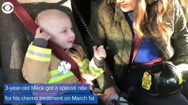 Firefighters Give Three Year Old Boy Ride To Chemo Treatment