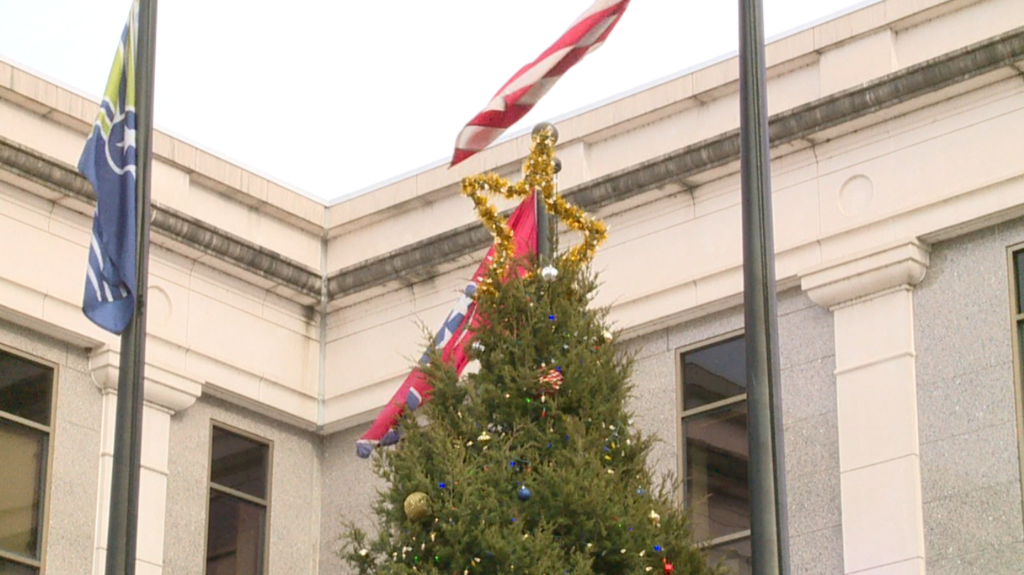 Christmas Tree In Front Of Jackson City Hall