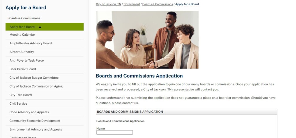 Apply For A City Of Jackson Board