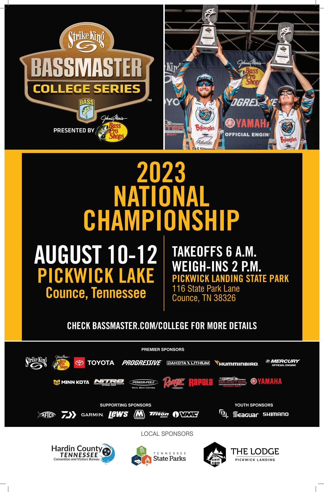 Tennessee to Host 2023 Strike King Bassmaster College National Championship  at Pickwick Lake presented by Bass Pro Shops