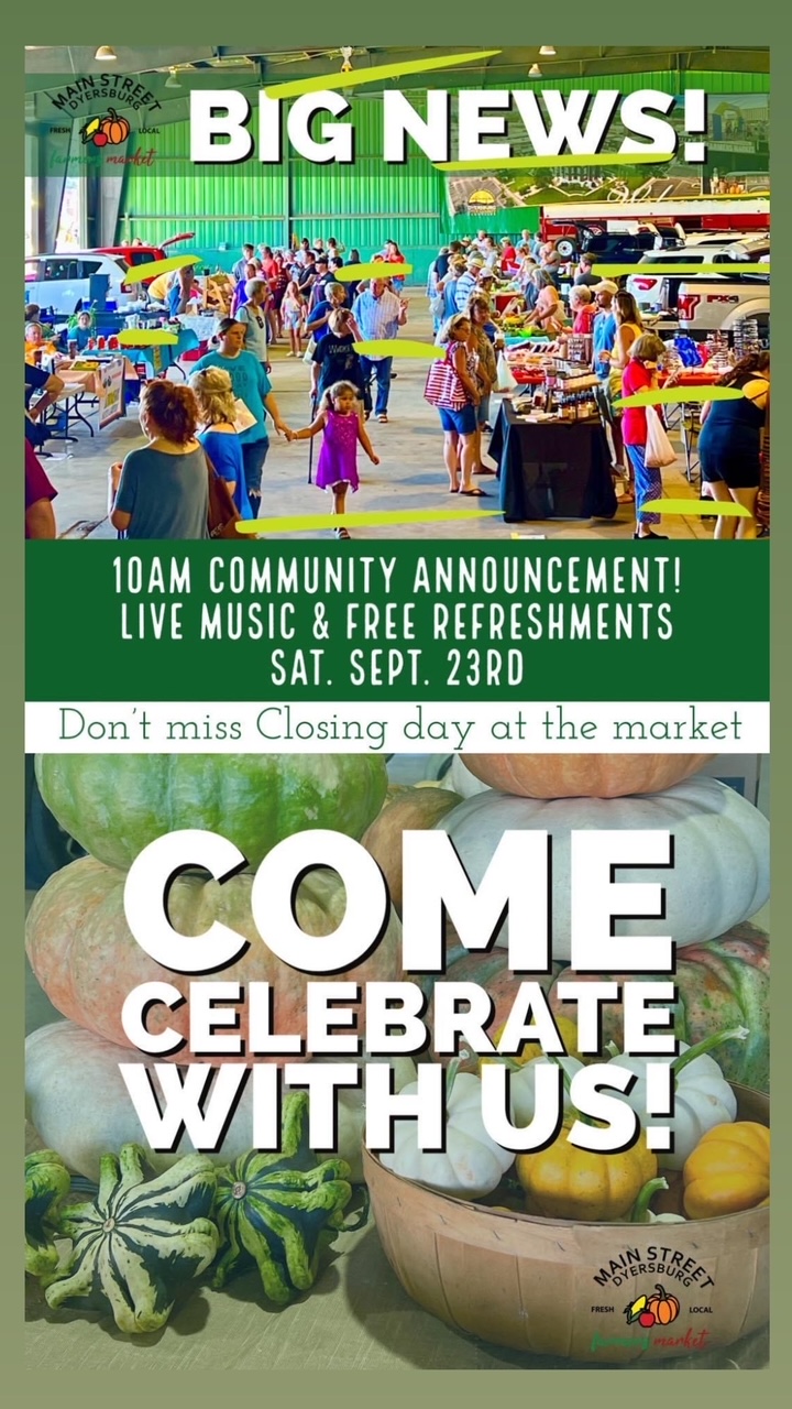 Community announcement to be made Saturday at Dyersburg farmers market