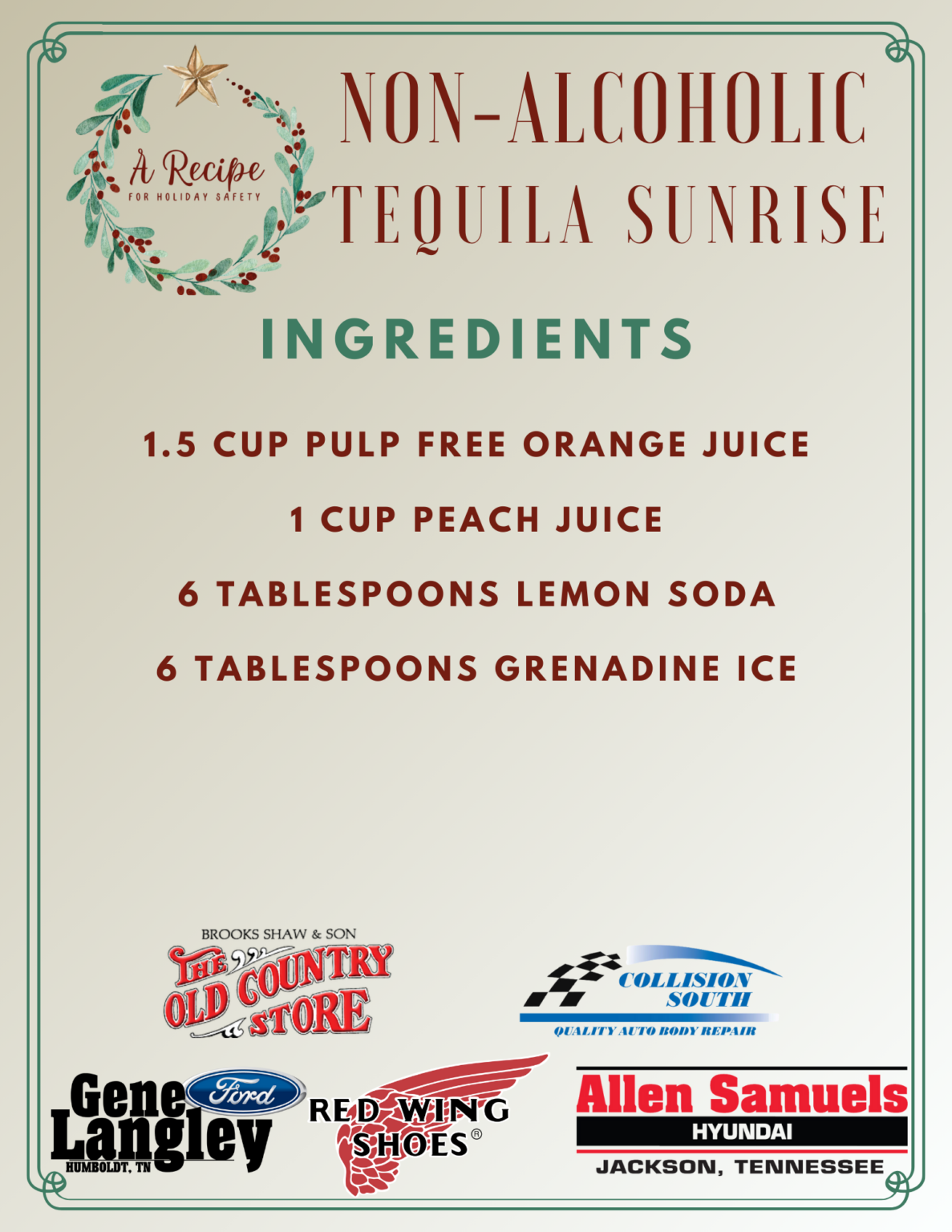 NonAlcoholic Tequila Sunrise A Recipe for Holiday Safety WBBJ TV