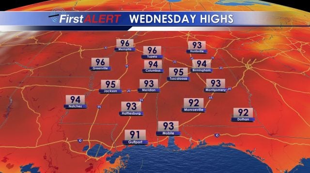 Wednesday Forecast Highs