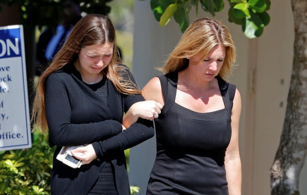 Mourners depart the funeral for Alyssa Aldaheff