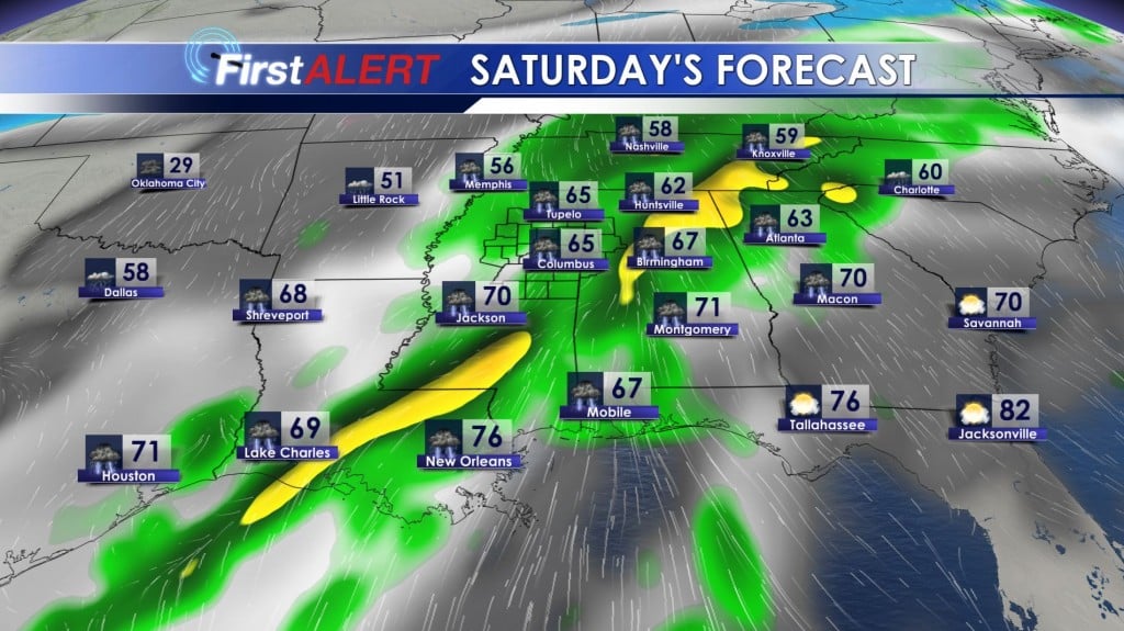Saturday's Regional Forecast