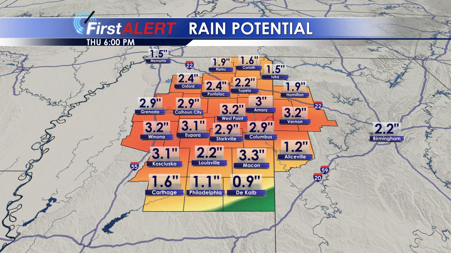 Rain Potential Through Thursday