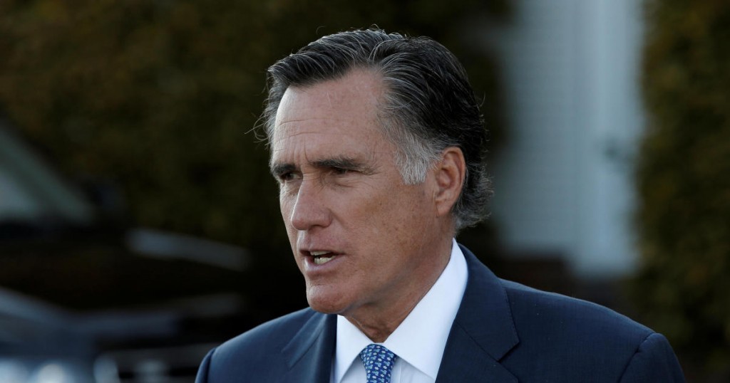 FILE PHOTO: Former Massachusetts Governor Mitt Romney speaks to members of the media after their meeting with U.S. President-elect Donald Trump at the main clubhouse at Trump National Golf Club in Bedminster