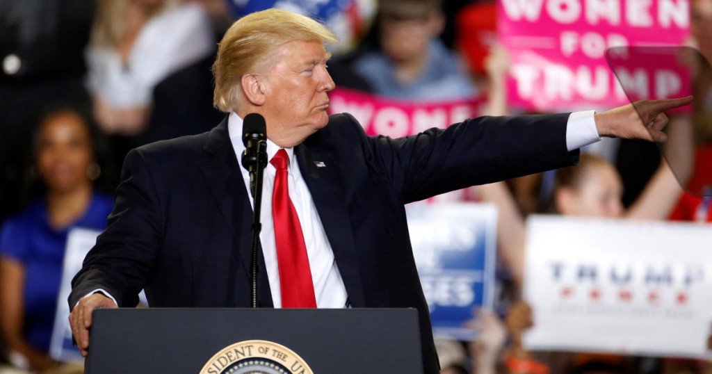 FILE PHOTO: U.S. President Donald Trump appears on stage at a rally in Harrisburg