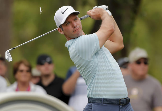 Paul Casey plays his shot from the second tee during the third round of the Valspar Championship golf tournament Saturday