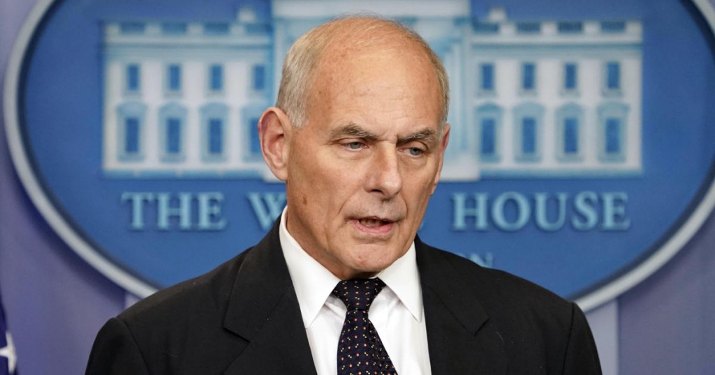 White House Chief of Staff John Kelly speaks to the media during the daily briefing in the Brady Press Briefing Room of the White House