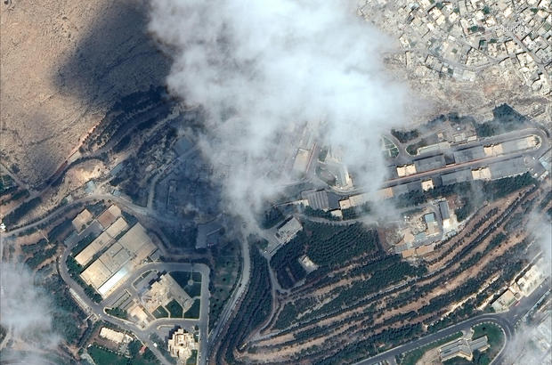 A satellite image shows the Barzah Research and Development Center after being struck by U.S. and coalition operations in Damascus