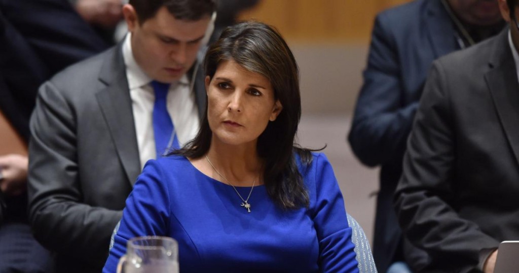 US Ambassador to the UN Nikki Haley listens during a UN Security Council meeting