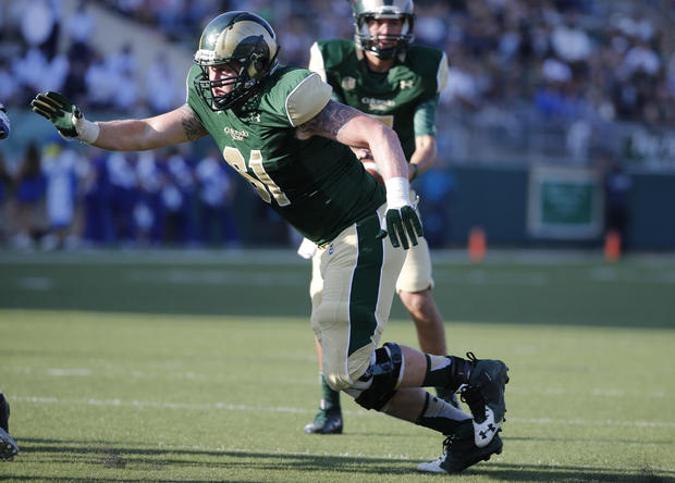 Colorado State offensive lineman Zack Golditch (61) plays against the Air Force during the second half of an NCAA football game Saturday