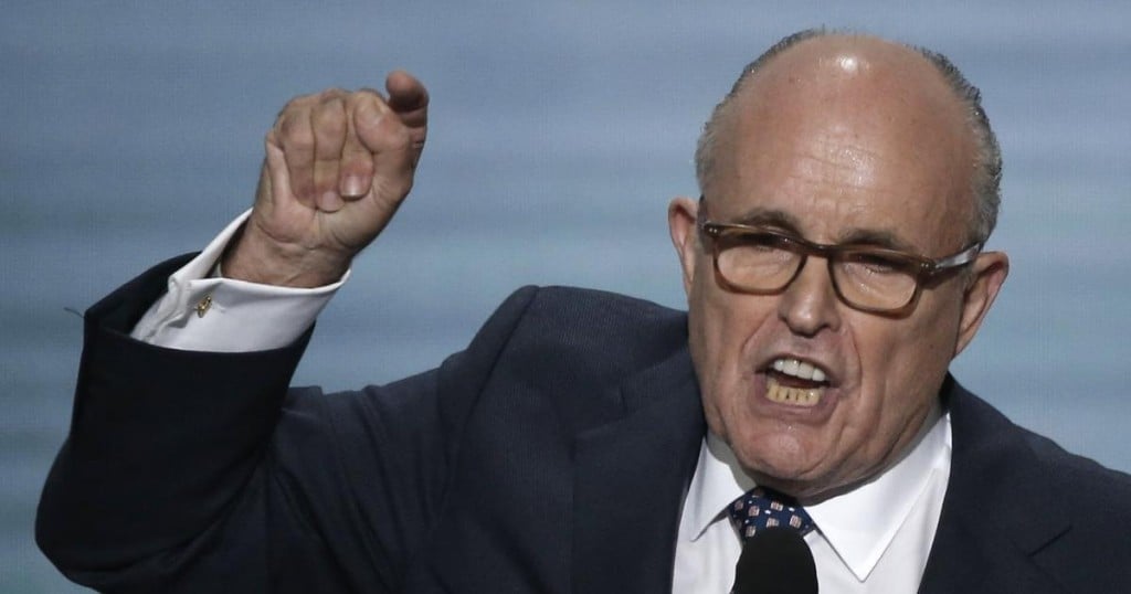 Former New York City Mayor Rudy Giuliani speaks at the Republican National Convention in Cleveland