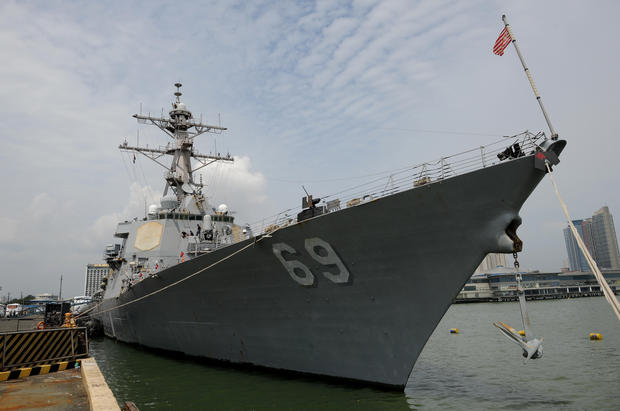 A general view shows the USS Milius DDG69
