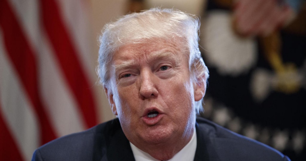 President Donald Trump speaks during a meeting with steel and aluminum executives in the Cabinet Room of the White House