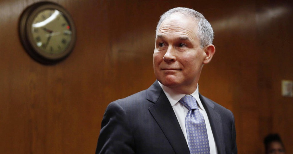 EPA Administrator Scott Pruitt arrives to testify before a Senate Appropriations Interior
