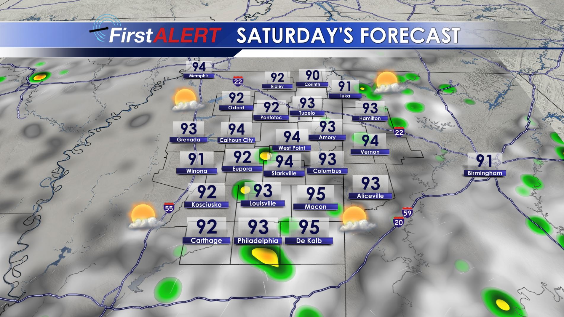 Spotty showers and storms coming back - Home - WCBI TV | Telling Your Story