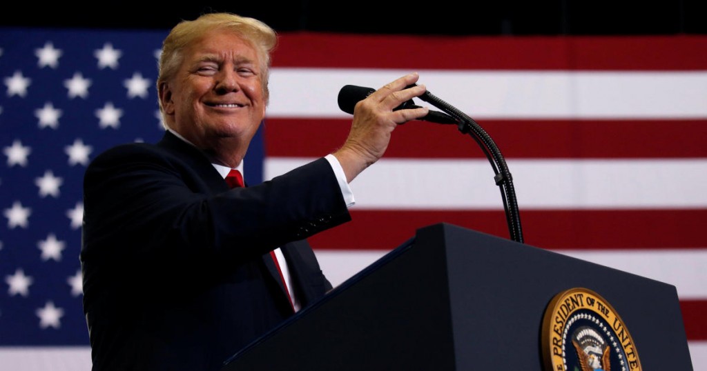 U.S. President Donald Trump holds a Make America Great Again rally at Nashville Municipal Auditorium in Nashville