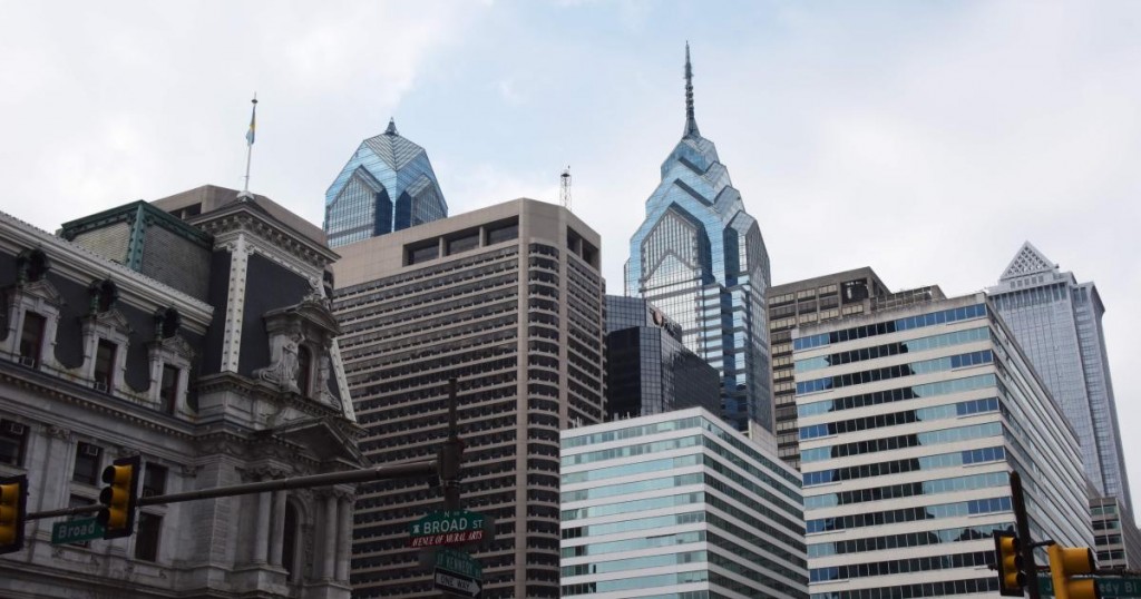 Modern and old buildings are seen in the city center of Philadelphia on December 3