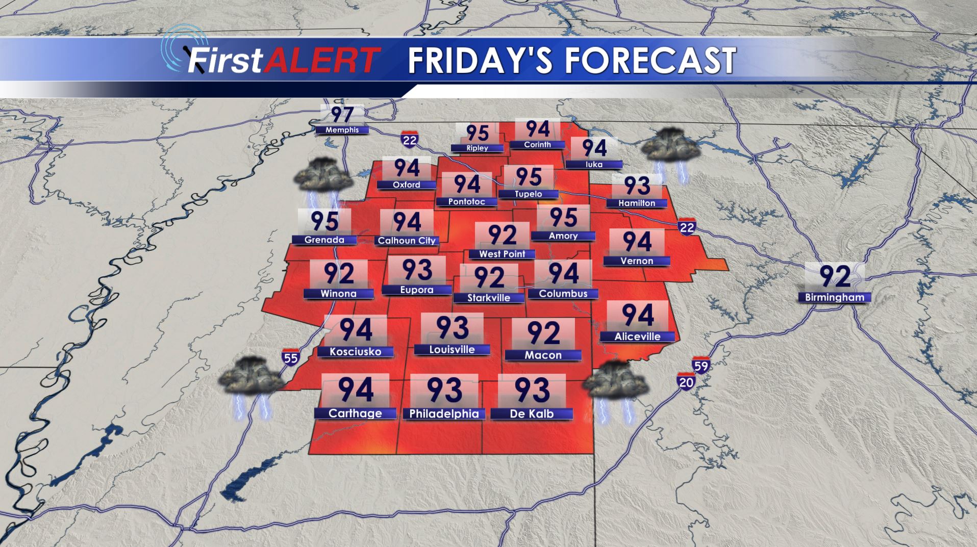Warm, humid, scattered storms - Home - WCBI TV | Telling Your Story