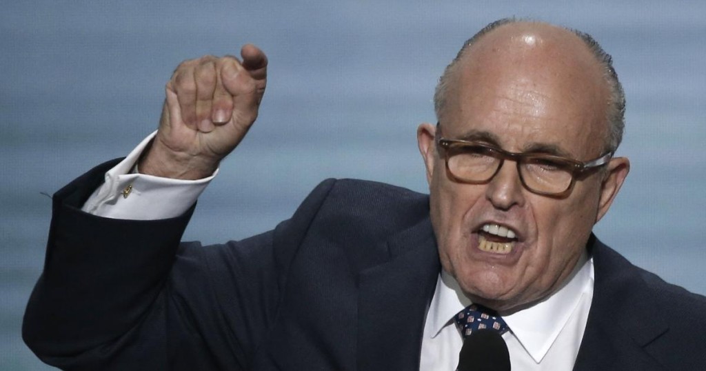 Former New York City Mayor Rudy Giuliani speaks at the Republican National Convention in Cleveland