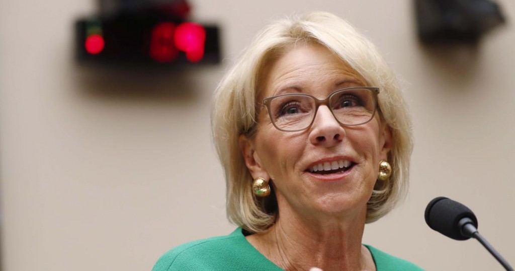 U.S. Education Secretary Betsy DeVos testifies before the House Education Committee on "Examining the Policies and Priorities of the U.S. Department of Education" on Capitol Hill in Washington