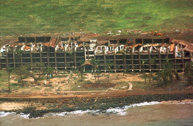 ** FILE ** This is an aerial view of a beachfront resort on Poipu Beach on the island of Kauai Saturday Sept. 13