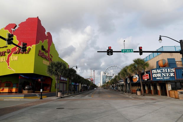 A view shows Ocean Boulevard empty of tourists after mandatory evacuations were declared for South Carolina coastal areas ahead of the arrival of Hurricane Florence in Myrtle Beach
