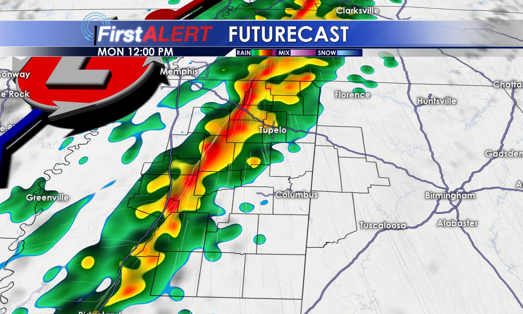 Severe Storms Expected on Monday - Home - WCBI TV | Telling Your Story