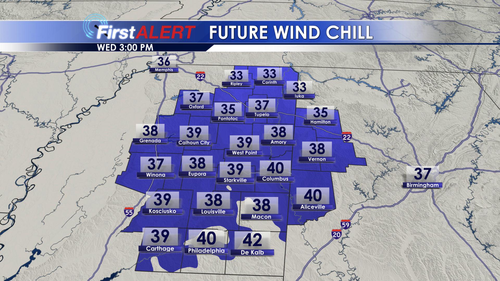 Wind Chill on Wednesday