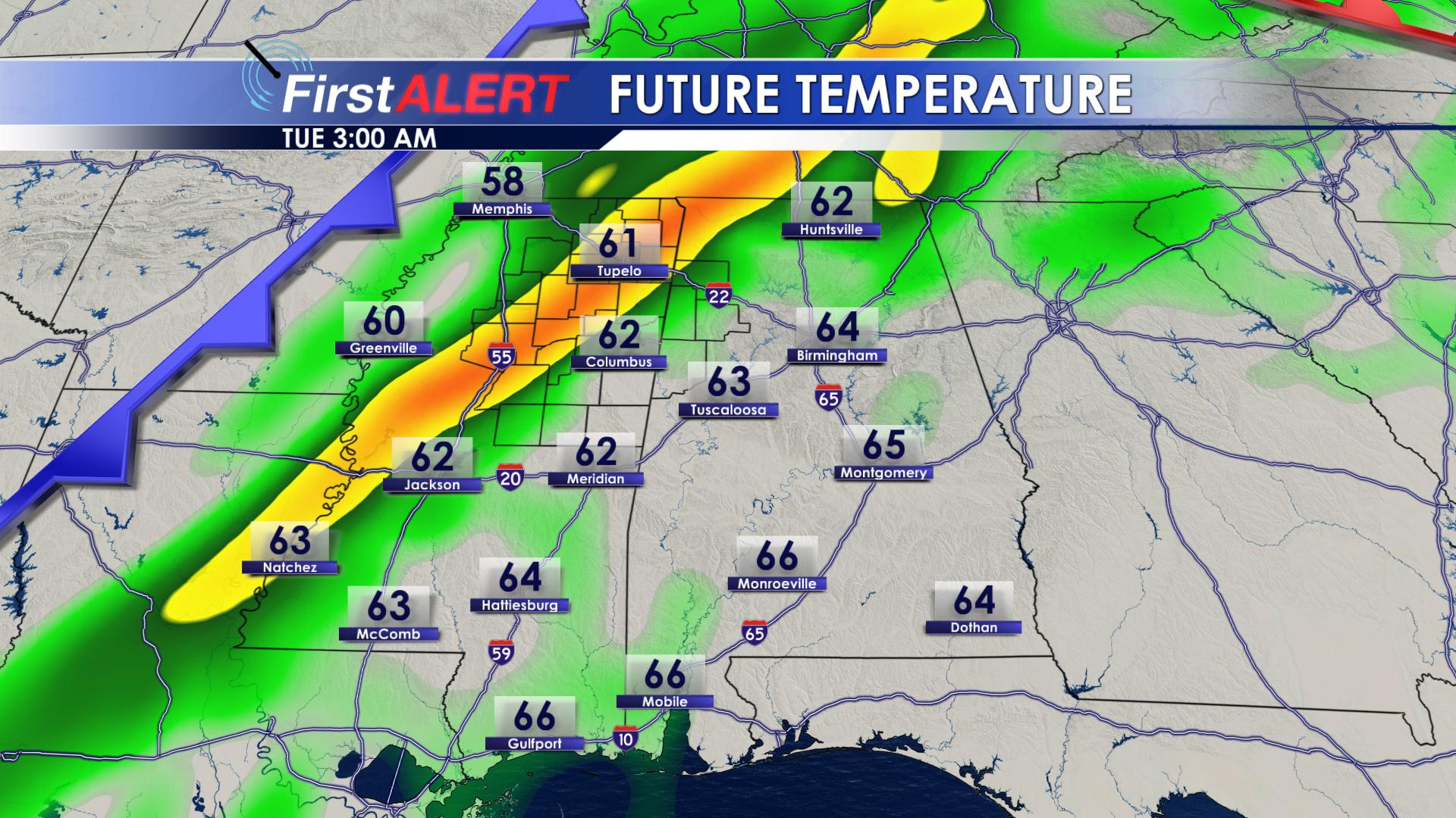 Cold Front for Monday PM Tuesday AM