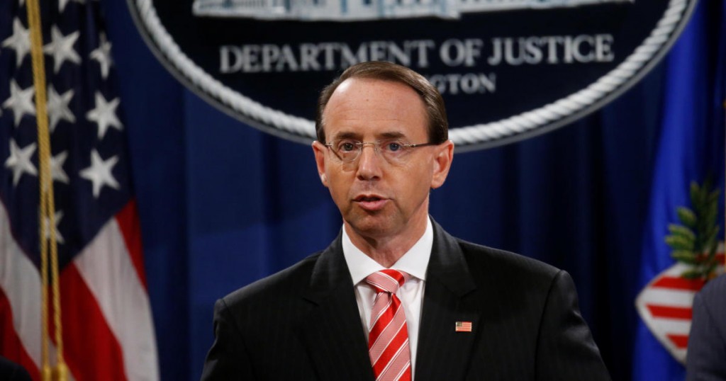 Deputy U.S. Attorney General Rod Rosenstein announces grand jury indictments of 12 Russian intelligence officers in special counsel Robert Mueller's Russia investigation