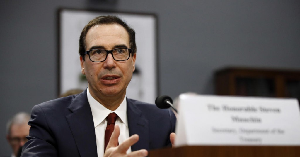 Treasury Secretary Steven Mnuchin testifies before a House Appropriations subcommittee during a hearing on President Trump's budget request for Fiscal Year 2020