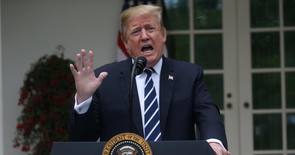 U.S. President Donald Trump speaks about the investigations by Special Counsel Robert Mueller and the U.S. Congress into himself and his administration in the Rose Garden at the White House in Washington