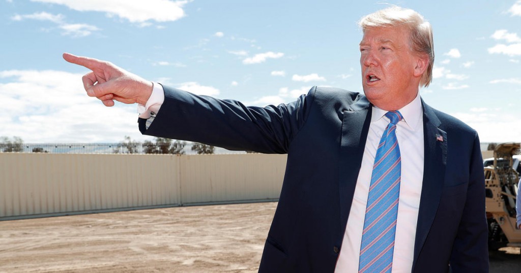 U.S. President Donald Trump tours the area around the U.S.-Mexico border wall in Calexico