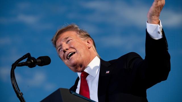 US President Donald Trump speaks during a Make America Great Again rally at Williamsport Regional Airport May 20
