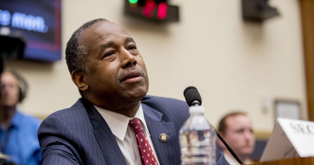 Housing and Urban Development Secretary Ben Carson testifies at a House Financial Services Committee oversight hearing on Capitol Hill in Washington