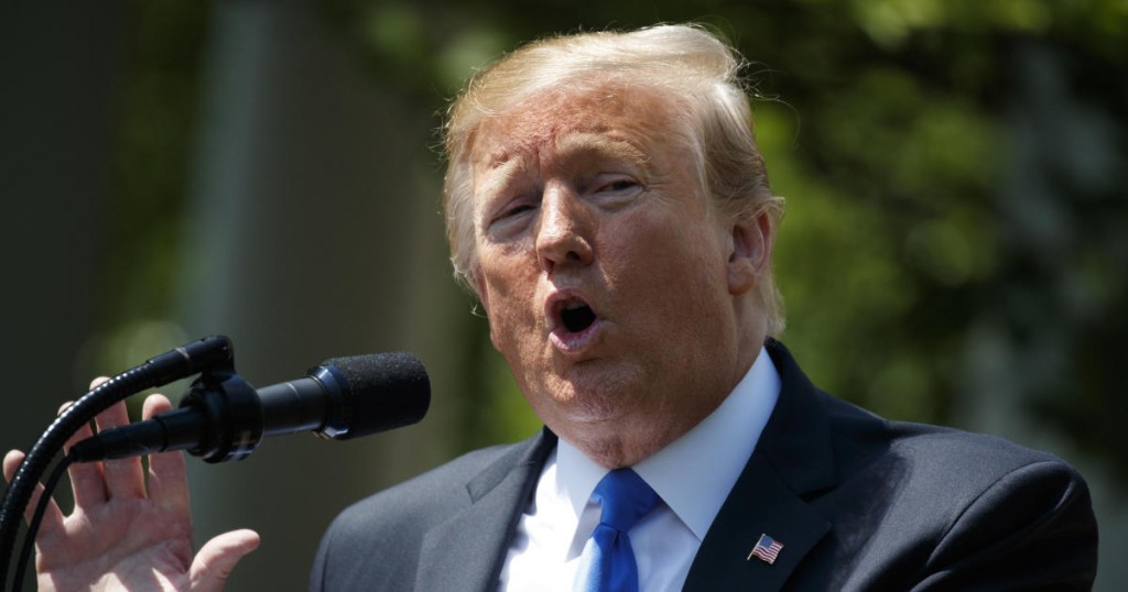 President Donald Trump speaks during a National Day of Prayer event in the Rose Garden of the White House
