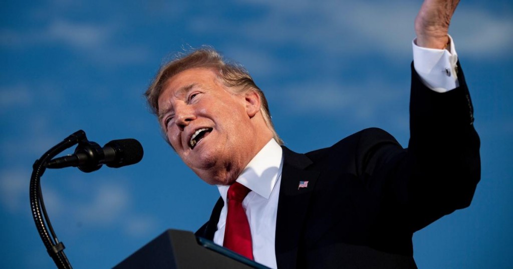 US President Donald Trump speaks during a Make America Great Again rally at Williamsport Regional Airport May 20