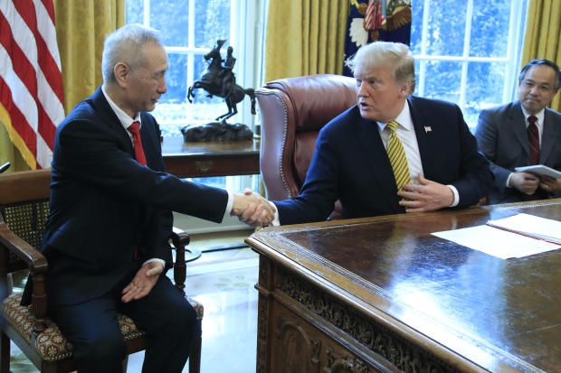 President Donald Trump meets China's Vice Premier Liu He in the Oval Office of the White House in Washington