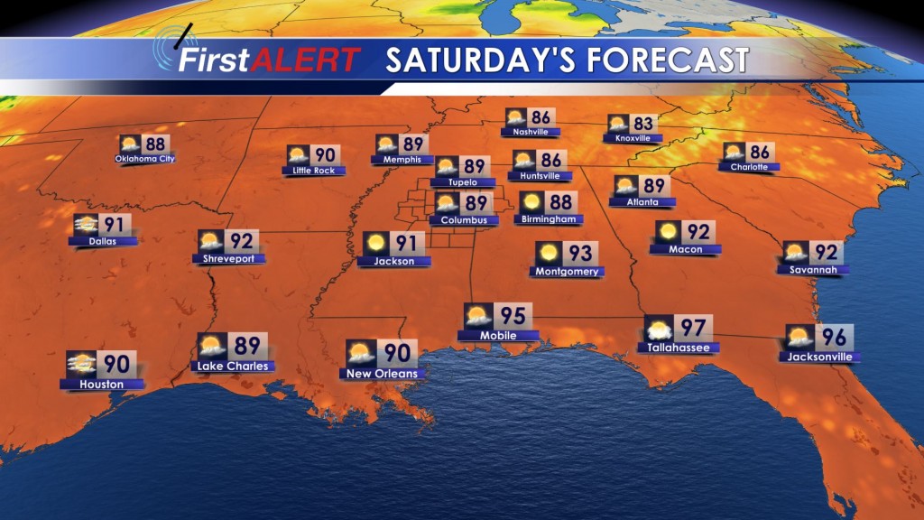 Saturday's Regional Forecast