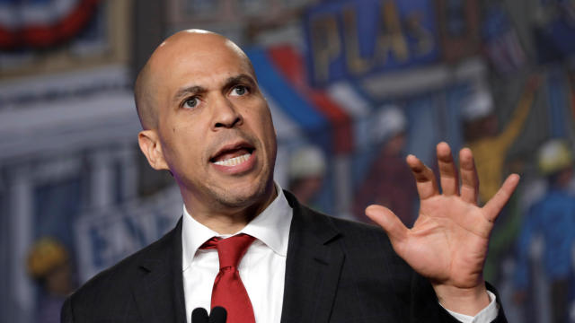Democratic U.S. presidential candidate Senator Cory Booker (D-NJ) speaks at the North America's Building Trades Unions (NABTU) 2019 legislative conference in Washington